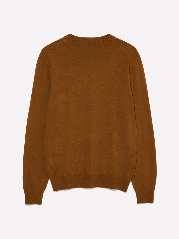 Maglia marrone scuro in misto lana - maglie girocollo da uomo - Marrone | Sisley image number 2